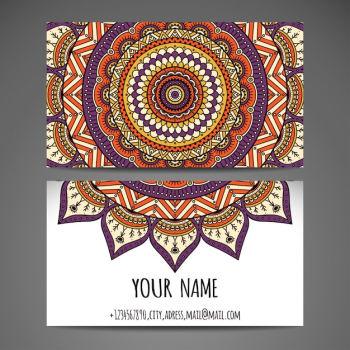 Elegant floral mandala style visiting card