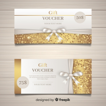 Elegant gift voucher with golden style Free Vector Elegant gift voucher with golden style Free Vector