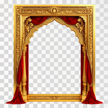 Elegant Golden Frame with Red Drapes Elegant Golden Frame with Red Drapes