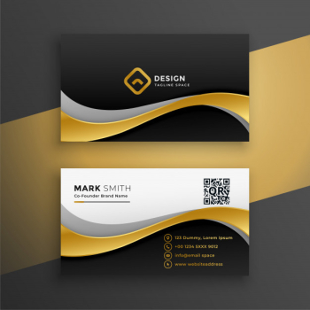 Elegant golden wavy premium business card Free Vector