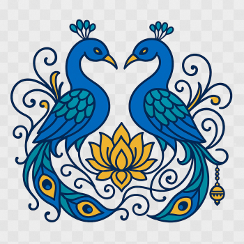 Elegant Hindu Wedding Clipart with Peacocks and Lotus Elegant Hindu Wedding Clipart with Peacocks and Lotus
