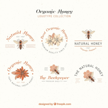 Elegant honey logos, hand drawn style Elegant honey logos, hand drawn style