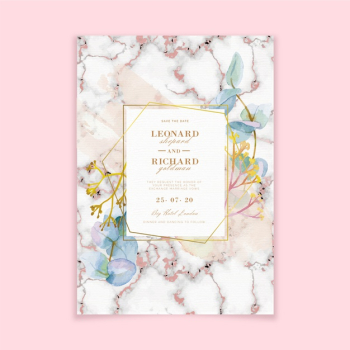 Elegant marble wedding invitation template Free Vector Elegant marble wedding invitation template Free Vector