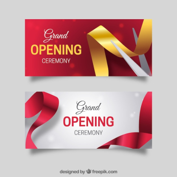 Elegant pack of realistic opening banners Elegant pack of realistic opening banners
