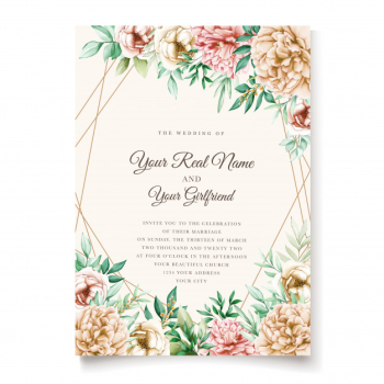 Elegant peonies invitation card template Free Vector Elegant peonies invitation card template Free Vector