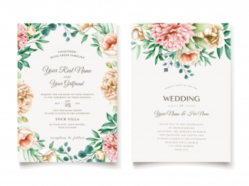 Elegant peonies invitation card template Free Vector Elegant peonies invitation card template Free Vector