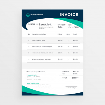 Elegant professional invoice template design Free Vector