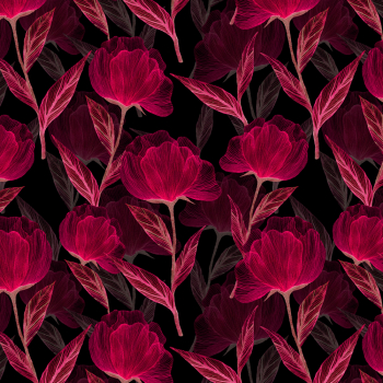 Elegant Red Floral Pattern on Black Background Elegant Red Floral Pattern on Black Background