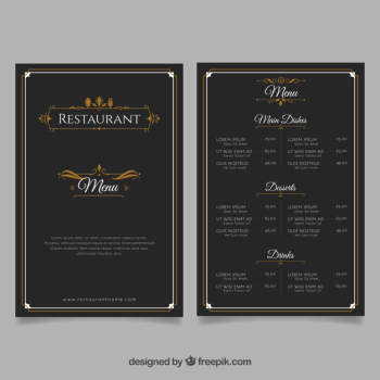Elegant restaurant menu template Elegant restaurant menu template