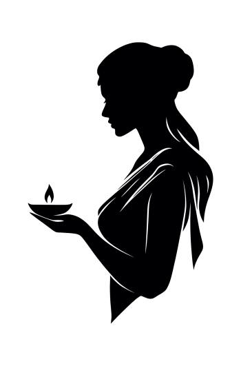 Elegant Silhouette Holding Candle