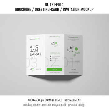 elegant trifold brochure or invitation mockup