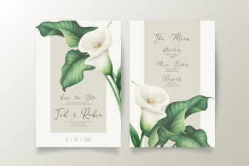 Elegant wedding invitation and menu with white lilies Free Vector Elegant wedding invitation and menu with white lilies Free Vector