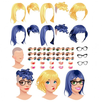 Elements to edit cartoon characters Elements to edit cartoon characters