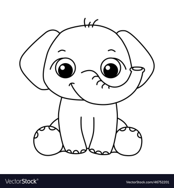 elephant cartoon coloring page for kids