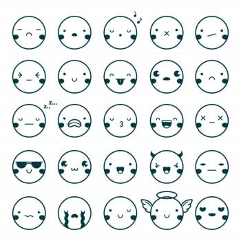 Emoji emoticons black set Free Vector Emoji emoticons black set Free Vector