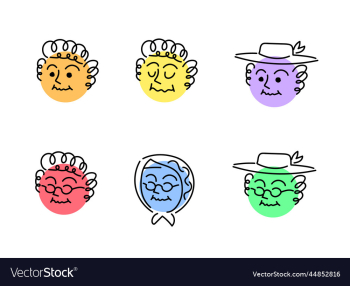 emoji old woman round face set flat design emoji old woman round face set flat design