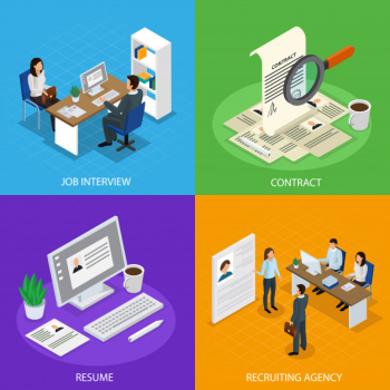Employment recruitment isometric composition set Free Vector Employment recruitment isometric composition set Free Vector