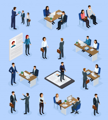 Employment recruitment isometric scenics Free Vector Employment recruitment isometric scenics Free Vector