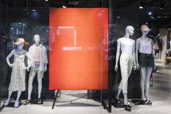 Empty orange sign in clothing store Free Photo Empty orange sign in clothing store Free Photo