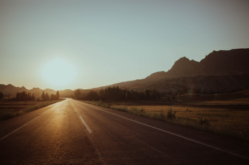 Empty Road With View Of Sunset Empty Road With View Of Sunset