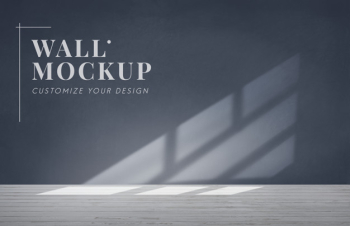 Empty room with a dark gray wall mockup Free Psd