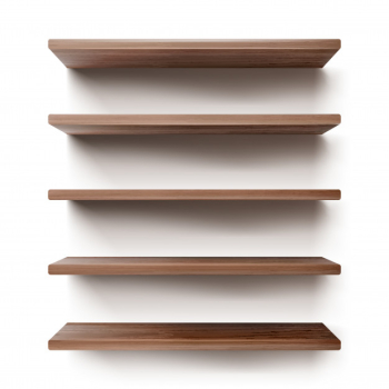 Empty wooden shelves on white wall Free Vector Empty wooden shelves on white wall Free Vector