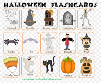 English as a second or foreign language Flashcard Pre-school Teacher Kindergarten - trick or treat 