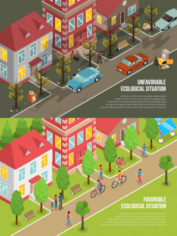 Environmental situation isometric illustration Free Vector