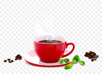 Espresso Coffee cup Cappuccino Cafe - Red coffee cup coffee beans 