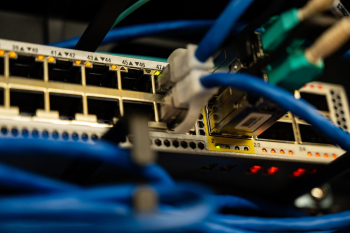Ethernet Cables Plugged-in Network Switch Ethernet Cables Plugged-in Network Switch