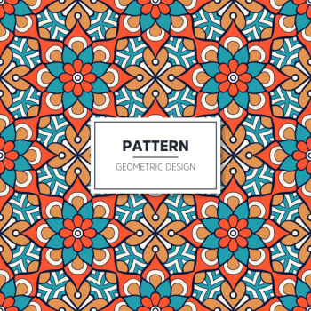 Ethnic floral seamless pattern with mandalas