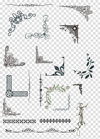 Euclidean , Texture pattern border corner, assorted corner background design lot transparent background PNG clipart