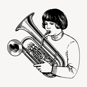 Euphonium girl clipart, vintage music | Free Vector - rawpixel Euphonium girl clipart, vintage music | Free Vector - rawpixel