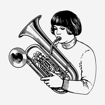Euphonium girl drawing, vintage music | Free Photo - rawpixel Euphonium girl drawing, vintage music | Free Photo - rawpixel