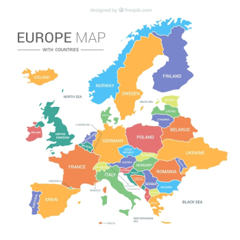 Europe map with countries