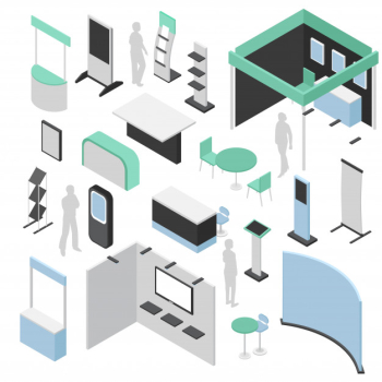 Exhibit booth constructor set Free Vector Exhibit booth constructor set Free Vector