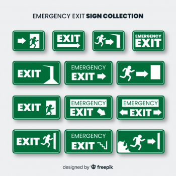 Exit sign collection in flat design Exit sign collection in flat design