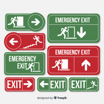 Exit sign collection in flat design Exit sign collection in flat design