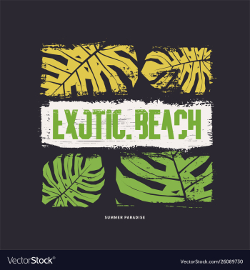 Exotic beach graphic t-shirt design vector image Exotic beach graphic t-shirt design vector image