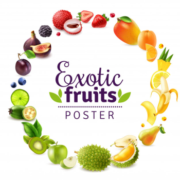Exotic fruits round rainbow frame Free Vector Exotic fruits round rainbow frame Free Vector