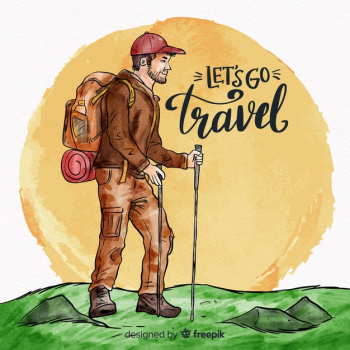 Explorer with backpack background Free Vector Explorer with backpack background Free Vector