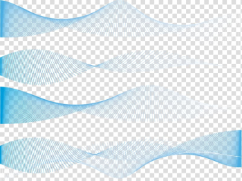 Exquisite blue dynamic lines texture, four wave datas transparent background PNG clipart