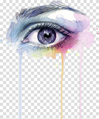 Eye sketch, Watercolor painting Art Eye Drip painting, painting transparent background PNG clipart