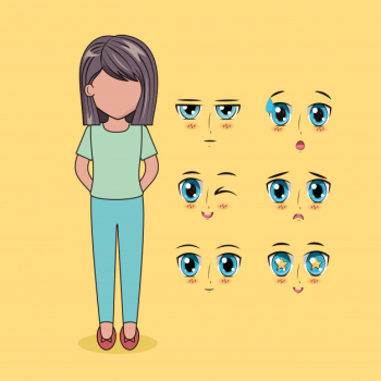 Face anime people Free Vector Face anime people Free Vector