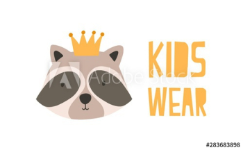 Face or head of adorable raccoon in crown Face or head of adorable raccoon in crown