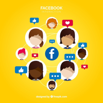 Facebook background with many likes and faces