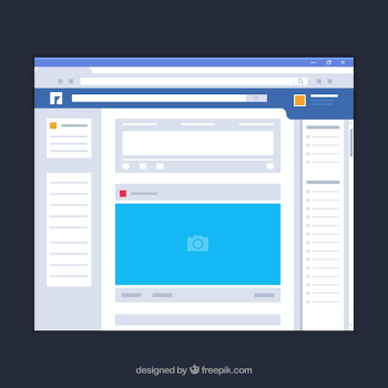 Facebook web interface with minimalist design