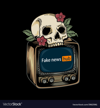 fake news logo with skull head