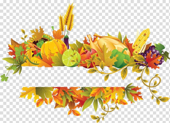 Fall flowers fruit border transparent background PNG clipart