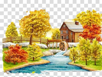 Fall landscape transparent background PNG clipart